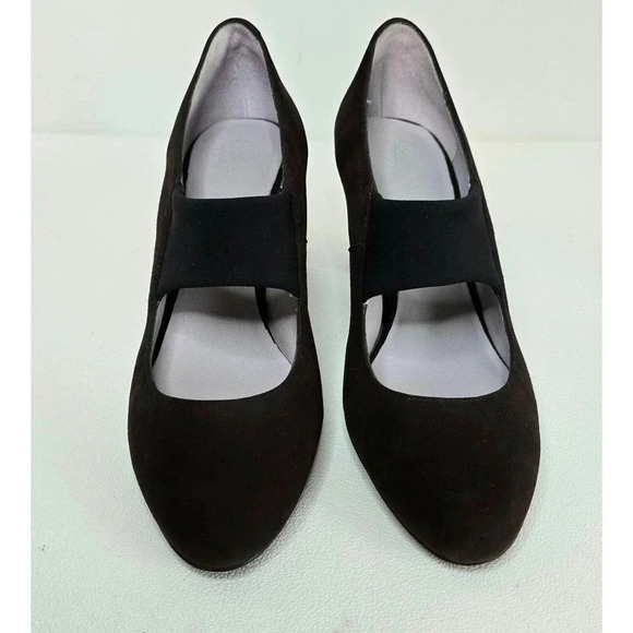 WOMEN'S Johnston & Murphy Denise Coffee Brown Suede 10 M Slip-On Heel Pump New - Picture 2 of 9